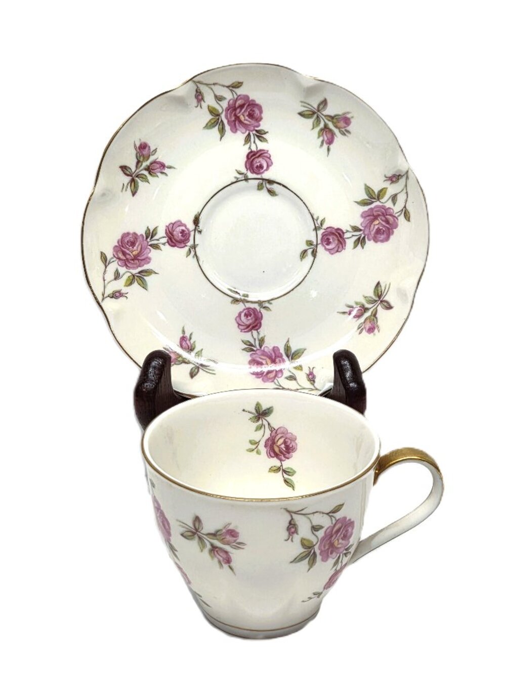 Vtg Theodore Haviland New York Delaware Demitasse Tea Cup Saucer Set USA Roses
